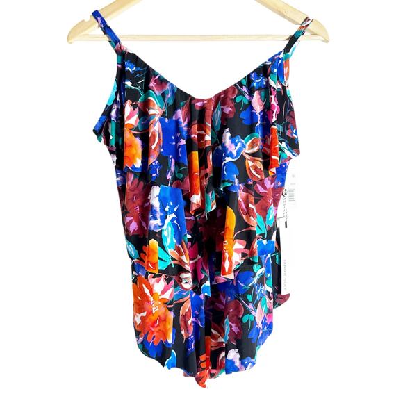 Magicsuit Flower Child Floral Separate Rita Ruffle Tankini Swimsuit Top Size 12 - Picture 4 of 10